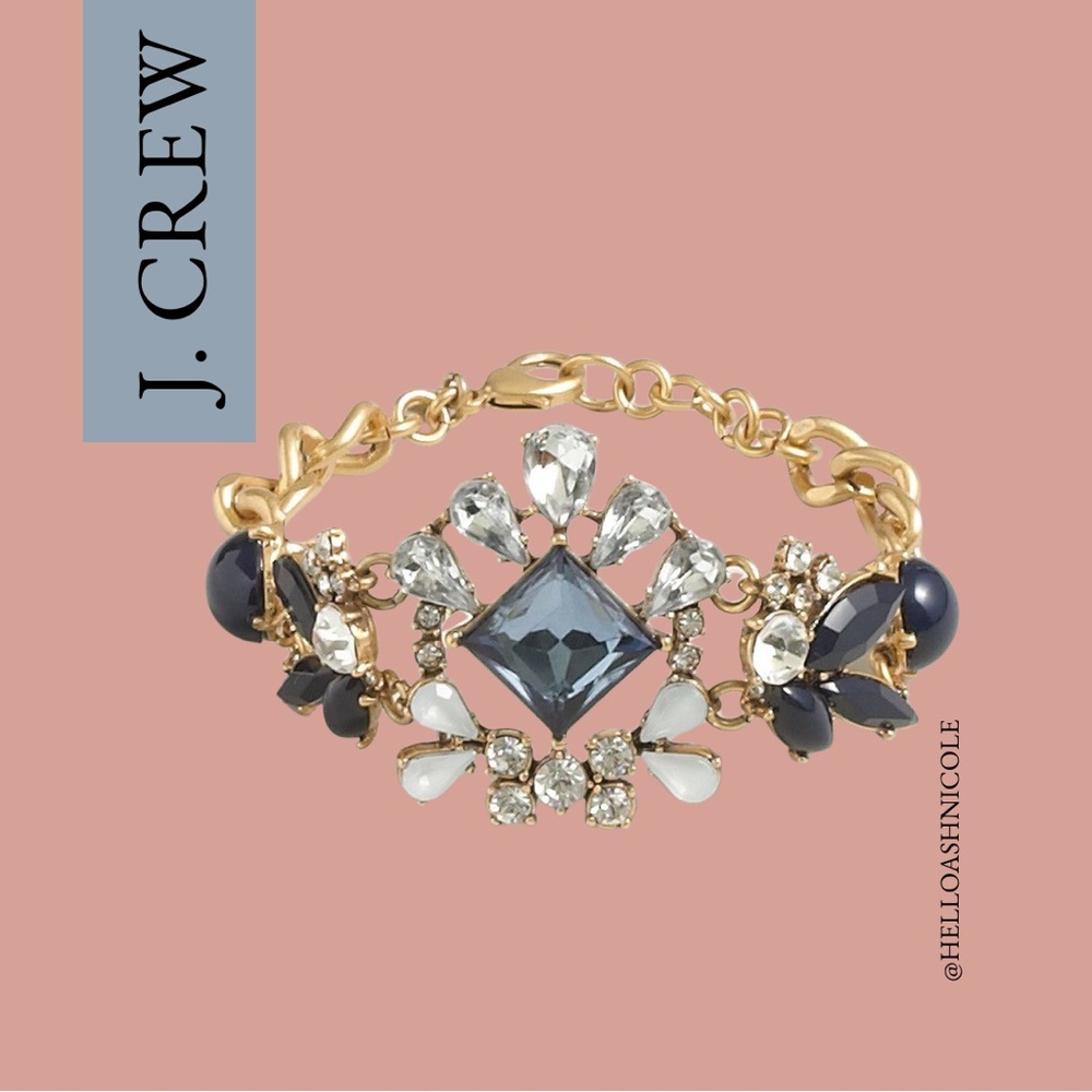 J. Crew Gold and Navy Crystal Bracelet